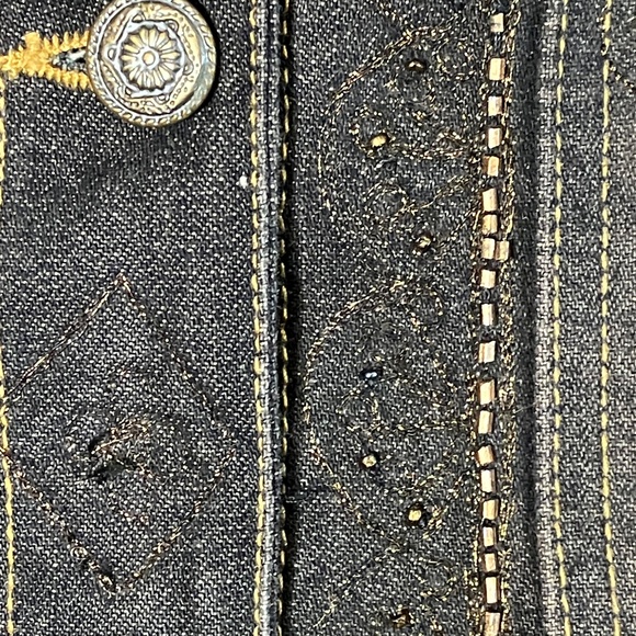 Laura Ashley Embellished Denim Jean Jacket- Small Petite - Picture 2 of 15